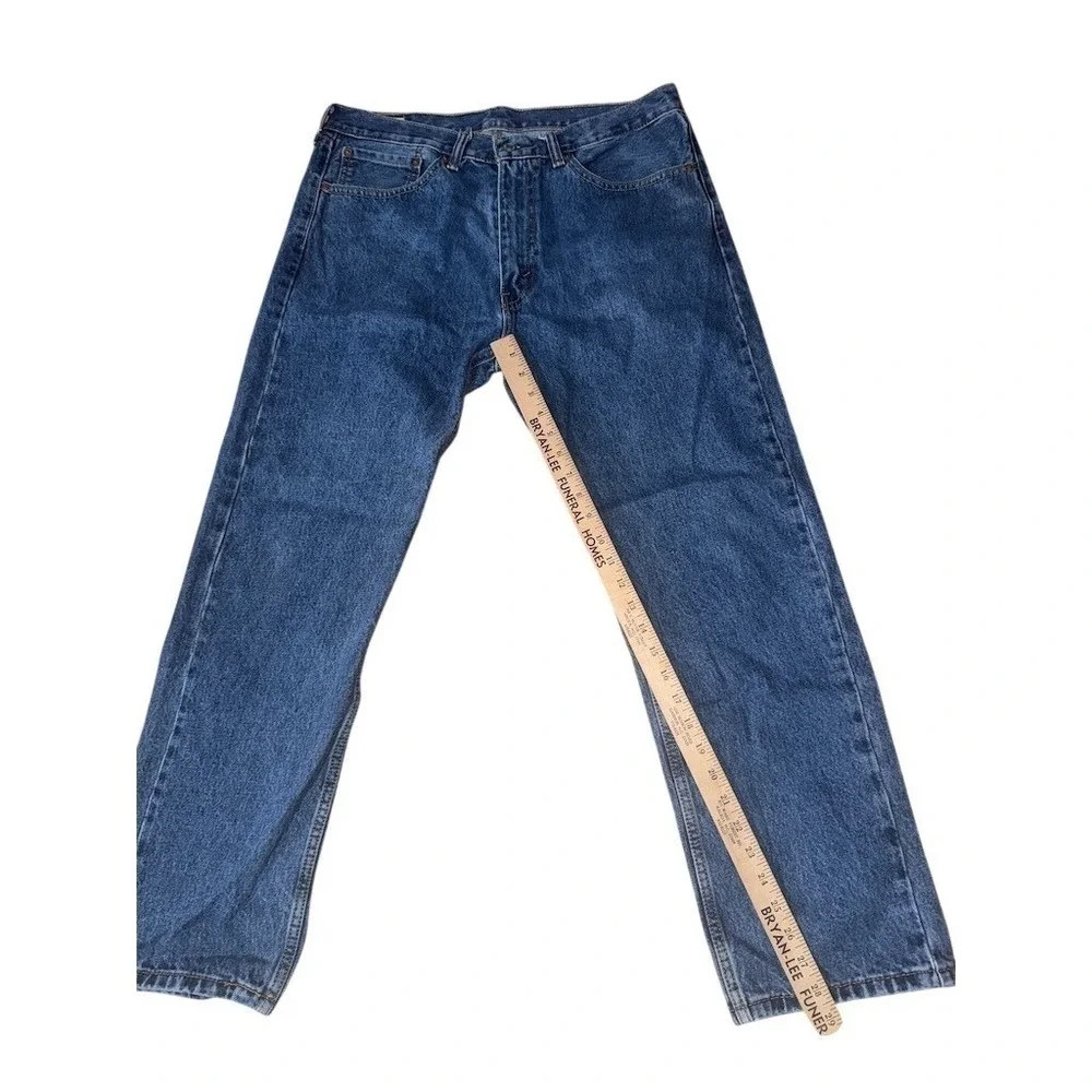 Levi's 505 Jean Men 36x30 Blue Medium Wash Straight Leg Mid Rise zip fly Classic